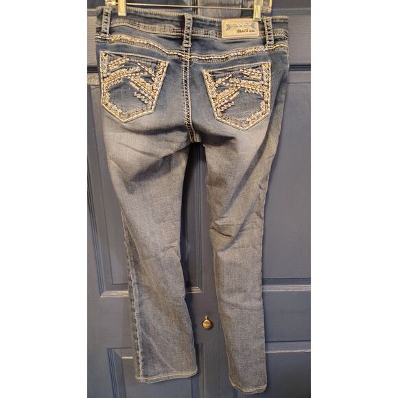 Grace In LA Women's Medium Wash Boot Cut Embroidered Pocket size 30 - Picture 2 of 7